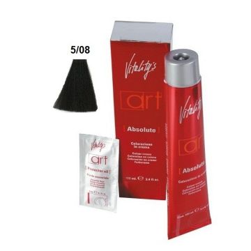 Vitality&#039;s Art Absolute Ammóniás tartós hajfesték 5.08 Világos Gesztenyebarna Natúr Gyöngyház 100ml