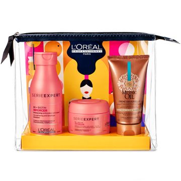 L&#039;Oreal Professionnel Hair Care Kit Expert Series Inforcer &amp; Mythic Oil: Inforcer Shampoo 100ml + Inforcer Mask 75ml + Mythic Oil Universal Cream 50ml