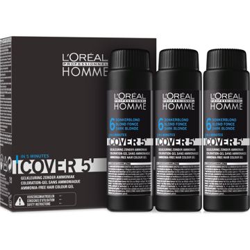 L'Oreal Professionnel Homme Cover 5' Nr.6 Színező zselé 3x50ml