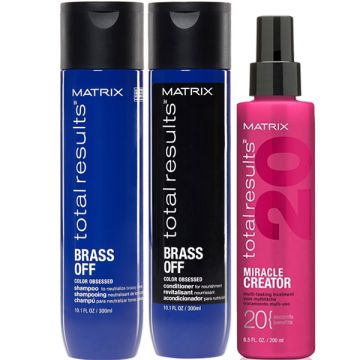 Комплект за грижа за косата Matrix Total Results Brass Off Шампоан 300мл+Балсам 300мл+Tерапия 200мл